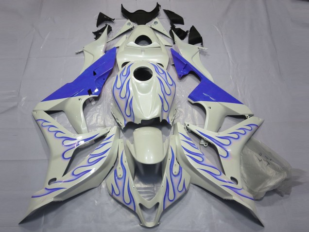 2007-2008 Bleu Flamme Sur Blanc CBR600RR Carénage