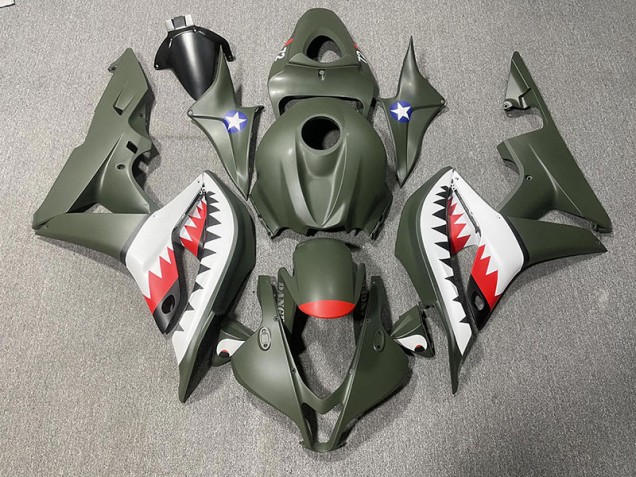 2007-2008 Requin Vert Mat & Rouge CBR600RR Carénage