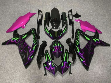 2008-2010 Violet & Vert Flamme GSXR 600-750 Carénage