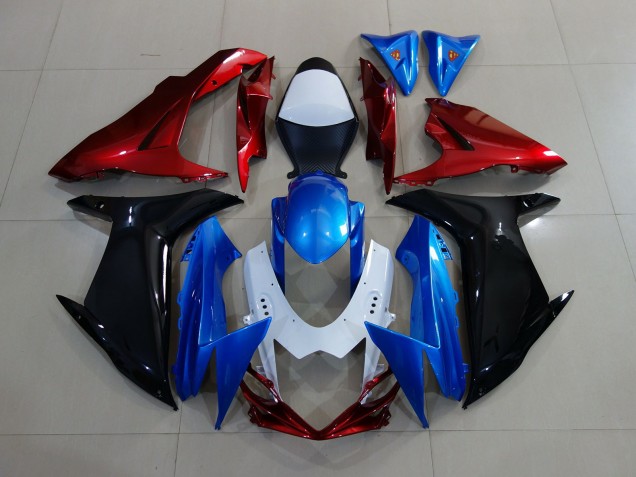 2011-2024 Personnalisé Rouge Noir & Bleu GSXR 600-750 Carénage